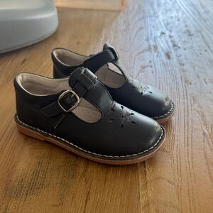 L'Amour Black T-Strap Mary Jane Kids Shoes with Tan Sole